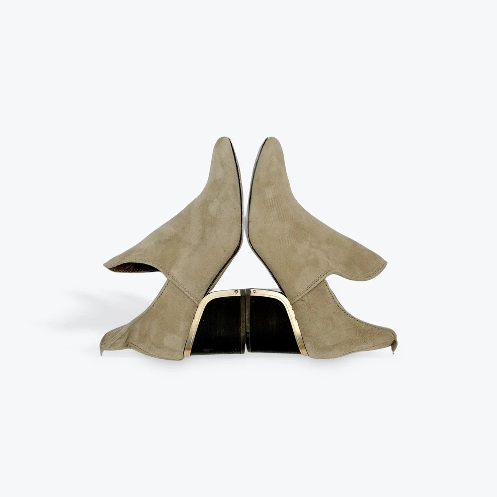 Latigo Suede Cutout‎ Block Heel Ankle Booties Taupe Size 7.5M